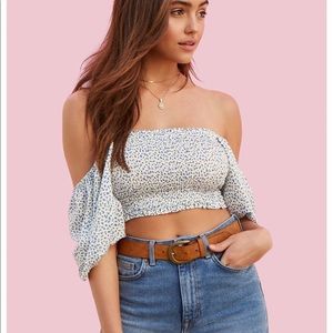 Smocked floral crop top